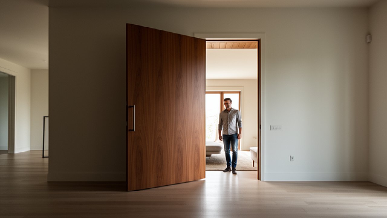 La porte sur pivot : une menuiserie intérieure qui change vraiment la donne